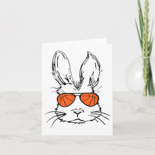 Tarjeta Bunny Face con Sungles Basketball Día de Pascua po