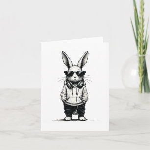 Tarjeta Bunny Face Con Sungles Easter Day Para Hombres Mas