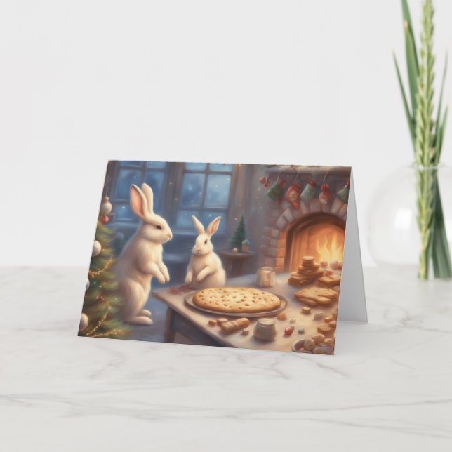 Tarjeta Bunny Family Christmas Baking (Anverso)