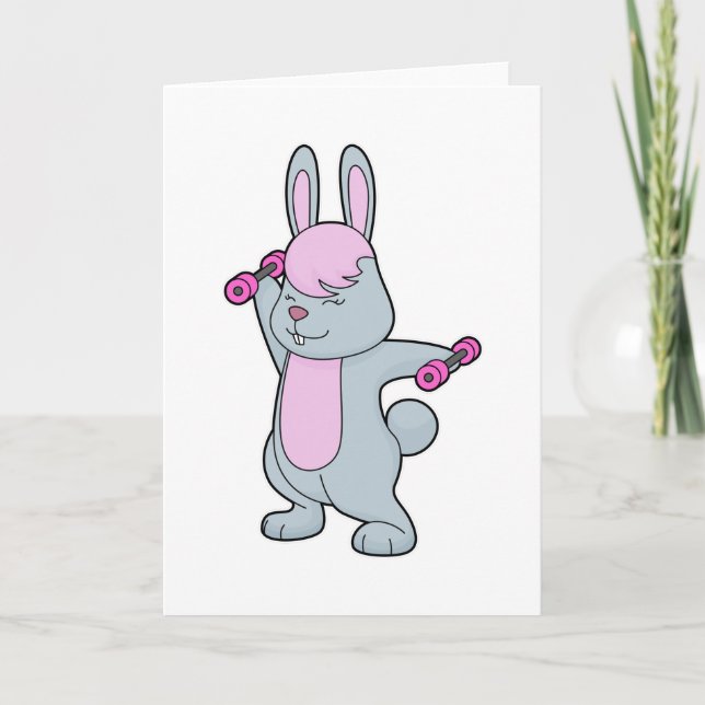 Tarjeta Bunny Fitness Dumbbell (Anverso)