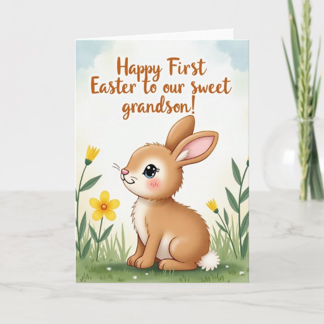 Tarjeta Bunny Flower Easter Card (Anverso)