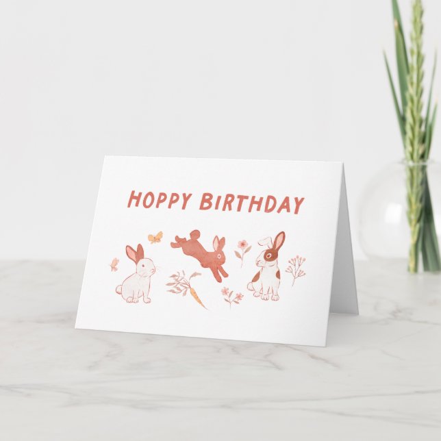 Tarjeta Bunny Hoppy Birthday (Anverso)