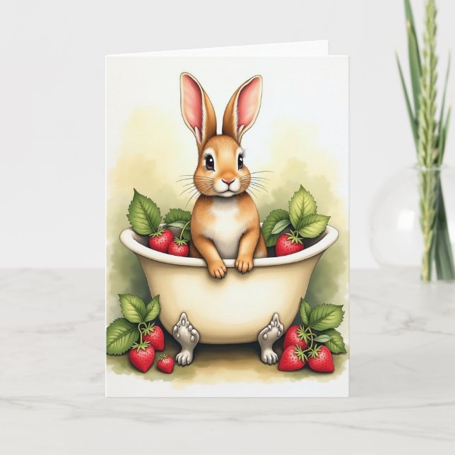 Tarjeta Bunny In A Basin Cute Art Card (Anverso)
