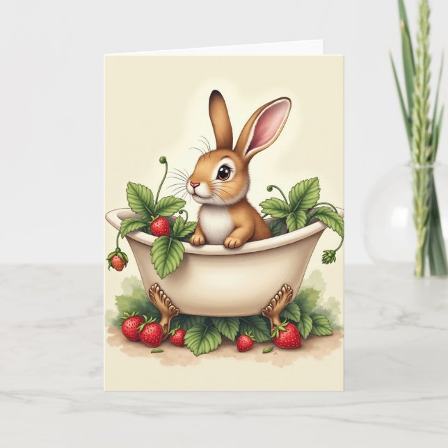 Tarjeta Bunny In A Tub Cute Card (Anverso)