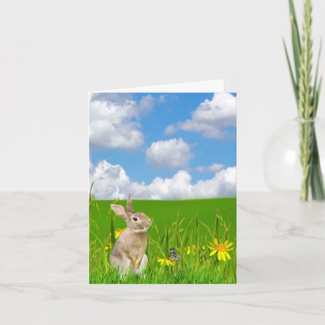 Tarjeta Bunny In Grass Gracias (Anverso)