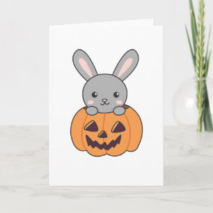 Tarjeta Bunny In Pumpkin Cute Bunnies Feliz Halloween