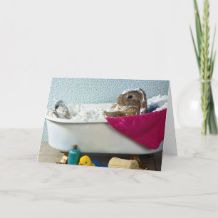 Tarjeta Bunny In the Tub Mother's Day Card