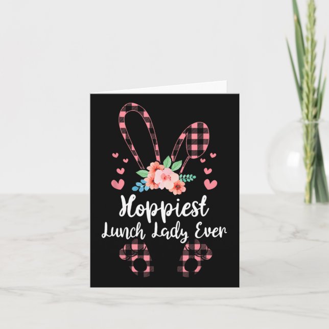 Tarjeta Bunny Leopard Hoppiest Lunch Lady Ever Easter Day (Anverso)