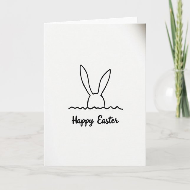 Tarjeta Bunny Line Art Spring Card (Anverso)