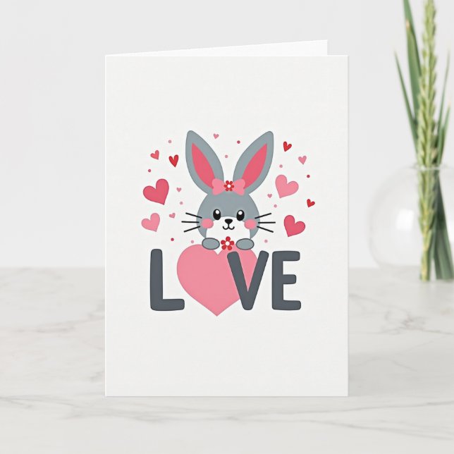 Tarjeta Bunny Love Hearts Valentine Card (Anverso)