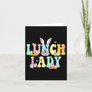 Tarjeta Bunny Lunch Lady Funny Egy Easter Day Floral