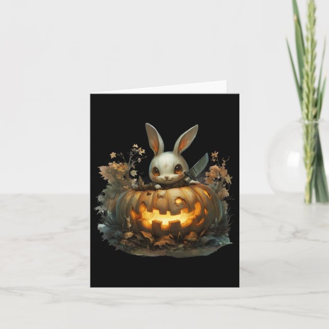 Tarjeta Bunny Mayhem Creepe Halloween Bunny Pumpkin (Anverso)