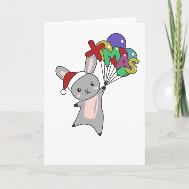 Tarjeta Bunny Merry Christmas Winter Animals Rabbit (Anverso)