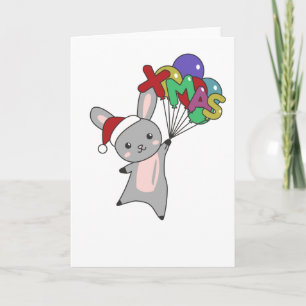 Tarjeta Bunny Merry Christmas Winter Animals Rabbit