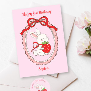 Tarjeta Bunny Pink Happy Birday Card