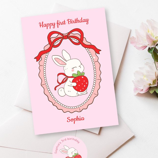 Tarjeta Bunny Pink Happy Birday Card (Subido por el creador)