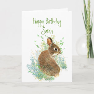 Tarjeta Bunny Rabbit Birthday Custom Name Animal