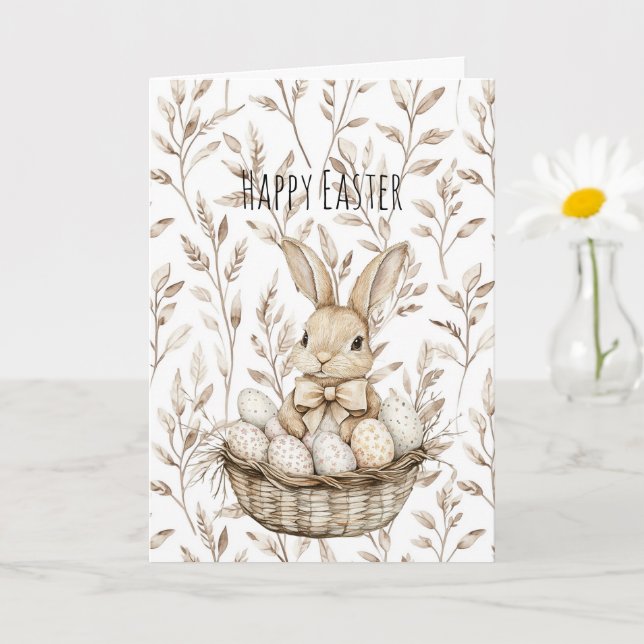 Tarjeta Bunny Rabbit in Basket Easter Eggs   (Planta pequeña)