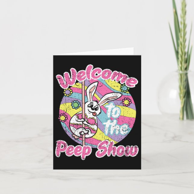 Tarjeta Bunny Show Easter Rabbit Egg Hung Spring Wo (Anverso)