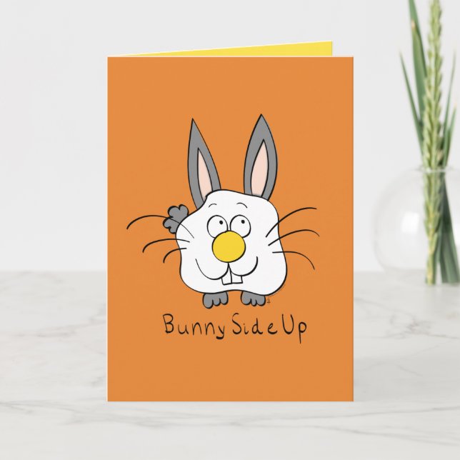 Tarjeta Bunny Side Up Egg Breakfast Funny Grey Card (Anverso)
