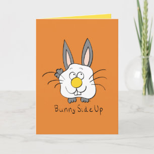 Tarjeta Bunny Side Up Egg Breakfast Funny Grey Card