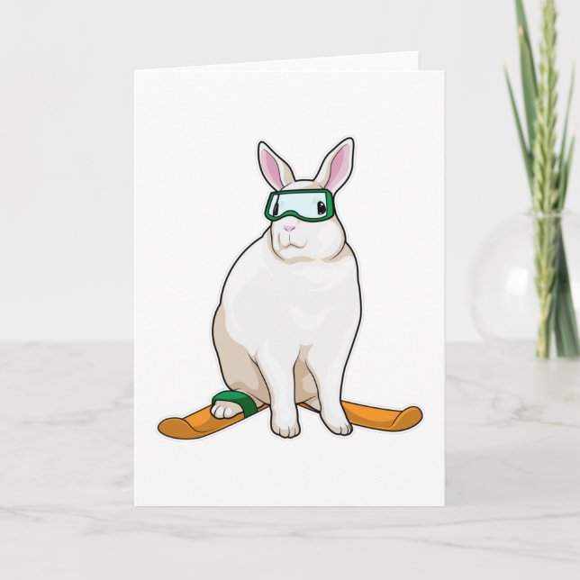 Tarjeta Bunny Skier Ski (Anverso)