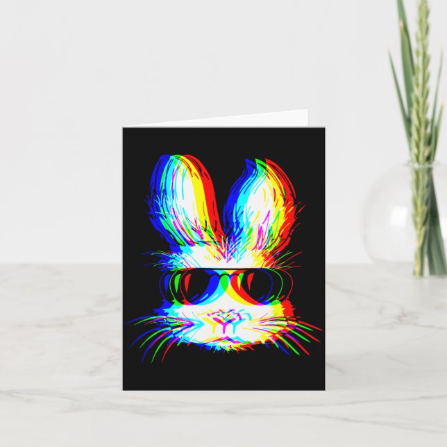Tarjeta Bunny Trippy Varwave Easter Techno Rave Edm Music  (Anverso)