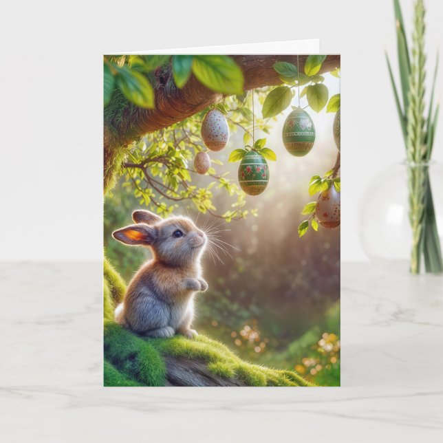 Tarjeta Bunny Under A Easter Egre Tree (Anverso)