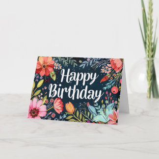 Tarjeta bunte Geburtstagspostkarte mit Blumen 