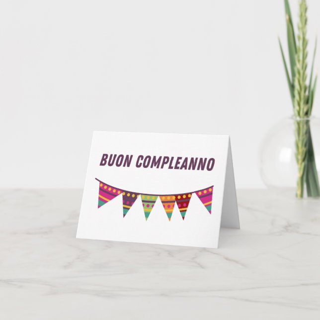 Tarjeta Buon compleanno, feliz cumpleaños italiano (Anverso)