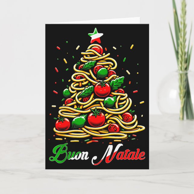 Tarjeta Buon Natale Italian Pasta Christmas Tree Xmas For  (Anverso)