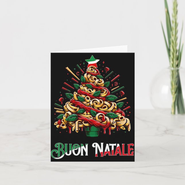Tarjeta Buon natale pasta italiana navidad árbol de navida (Anverso)