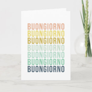 Tarjeta Buongiorno Italiano Hola tipografía Cuto colorido