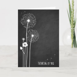 Tarjeta Buqué de dandelion blanco en la pizarra