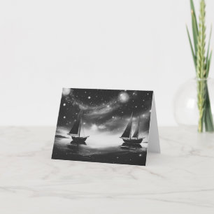 Tarjeta Buques de vela y cometas B&W