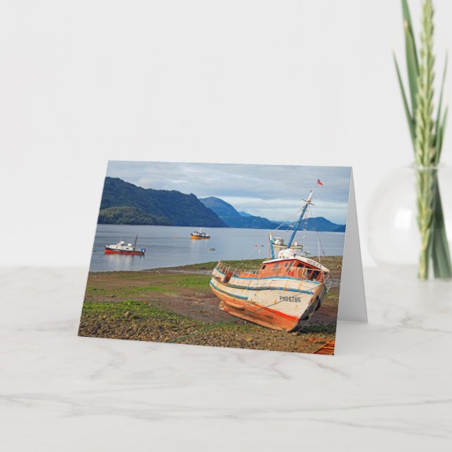 Tarjeta Buques pesqueros, Hornopiren, Chile (Anverso)