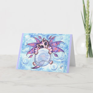 Tarjeta Burbble Fairy Kitten Fantasy Cat Art Greet Card
