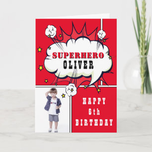 Tarjeta Burbuja de diálogo de cómic de superhéroe Cumpleañ