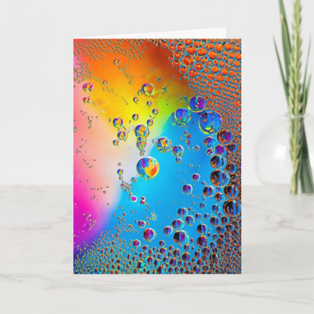 Tarjeta Burbujas brillantes Arte líquido en blanco (Anverso)