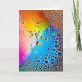 Tarjeta Burbujas brillantes Arte líquido en blanco