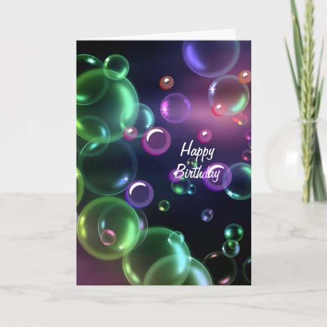 Tarjeta Burbujas de cumpleaños irlandesas en negro (Anverso)