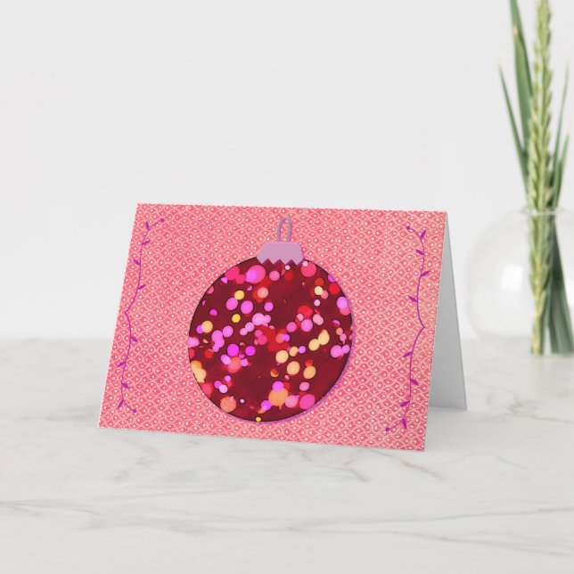 Tarjeta Burbujas rosas Vacaciones de arte ornamental estil (Anverso)