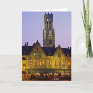 Tarjeta Burg Square y Belfry Tower, Brujas, Bélgica
