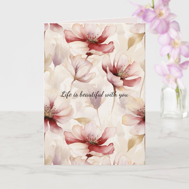 Tarjeta Burgunam Cream Lavender Floral Love (Orquídea)