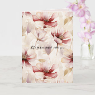 Tarjeta Burgunam Cream Lavender Floral Love