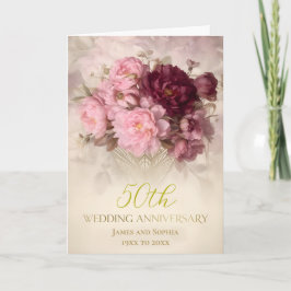 Tarjeta Burgundy 50 aniversario de bodas de oro