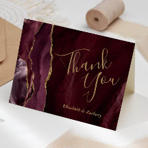 Burgundy Agate Gold Agradecimiento de Boda