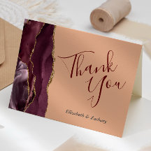 Burgundy Agate Gold Peach Agradecimiento de Boda
