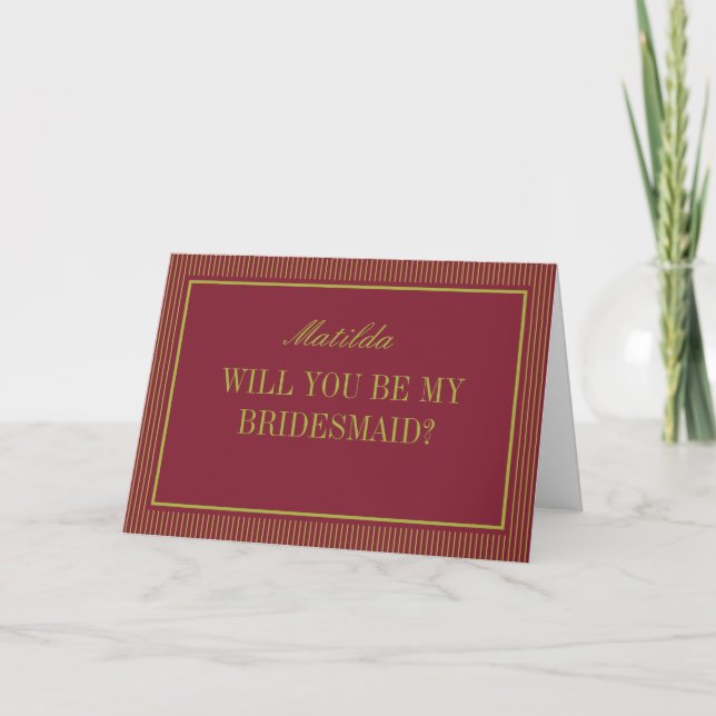 Tarjeta Burgundy & Chartreuse Wedding Bridesmaid Proposal (Anverso)