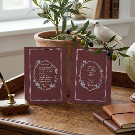 Tarjeta Burgundy con aspecto de bordado Lino Plata Discul